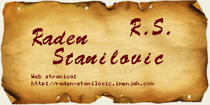 Raden Stanilović vizit kartica